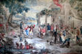 Detail of Flemish tapestry depicting life in Flanders after drawings by David Teniers in grand gallery at Chateau D'Ussé. Ussé, France.