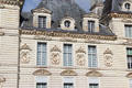 Classical busts on Cheverny Chateau. Cheverny, France.
