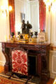 Fireplace in Petit Salon at Cheverny Chateau. Cheverny, France.