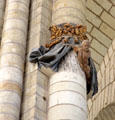 Unusual carving on interior church column at Fontevraud Abbey. Fontevraud, France.
