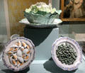 Collection of trompe l'oeil faience plates from France at Orleans Beaux Arts Museum. Orleans, France.