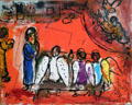Abraham & the Three Angels painting in oil & India ink by Marc Chagall at Chagall Museum. Nice, France.