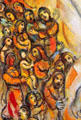 Detail of Israelites awaiting Moses in Moses Receiving the Tablets of the Law painting by Marc Chagall at Chagall Museum. Nice, France.