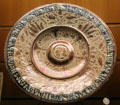 Spanish Islamic ceramic plate with metallic luster decoration at Beaux-Arts Museum. Lyon, France.