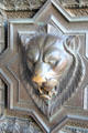 Lion on door of Basilique Notre-Dame de Fourvière. Lyon, France.