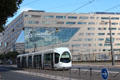 Lyon tram passes Regional building of Auvergne-Rhône-Alpes. Lyon, France.