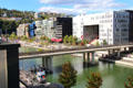 Modern residential & office buildings on Quai Antoine Riboud in Confluence district. Lyon, France.