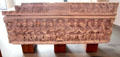 Carved Christ & Apostles on marble sarcophagus for Bishop Concordius at Arles Antiquities Museum. Arles, France.