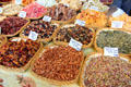 Dried fruits & nuts at vegetable market. Aix-en-Provence, France.