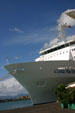 Cruise ship Costa Marina bow at Pointe-à-Pitre dock. Pointe-à-Pitre, Guadeloupe.