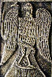 Byzantine eagle relief circa 9 to 13 century at Byzantine Museum, Athens. Greece.