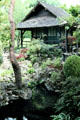 Wooden Japanese-style building within Tully Japanese Garden. Tully, Ireland.