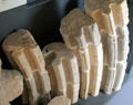 Structural details of arch carvings at Old Mellifont Abbey museum. Ireland.