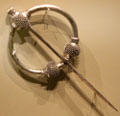 Silver Irish brooch - penannular from Kildare at National Museum of Ireland Archaeology. Dublin, Ireland.