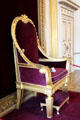 Throne built for visit of King George IV to Ireland with footstool added for shorter Queen Victoria at Dublin Castle. Dublin, Ireland.