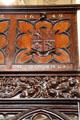Carved coat of arms of Cromwell in Chapel Royal at Dublin Castle. Dublin, Ireland.