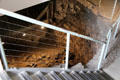 Steps to excavation of Powder Tower foundations built by Normans at Dublin Castle. Dublin, Ireland.