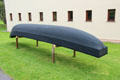 Sculpted boat in front of Great Blasket Centre museum on Dingle Peninsula. Ireland.