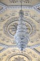 Sculpted Georgian plaster ceiling decoration with Waterford chandelier at Christ Church Cathedral. Waterford, Ireland