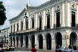 Mérida town hall with colonnades & a clock tower. Mexico