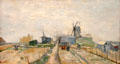 Montmartre: windmills & allotments painting by Vincent van Gogh at Van Gogh Museum. Amsterdam, NL.