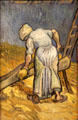 Peasant woman bruising flax painting after Millet print by Vincent van Gogh at Van Gogh Museum. Amsterdam, NL.