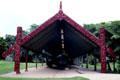 War Canoe carved from Kauri trees in Waitangi. New Zealand.