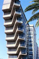 Modern inverted V-shaped building on Rue Mid'hat Bacha. Tunis, Tunisia