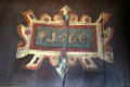 Date 1566 painted on wall of birth chamber of King James VI & I in royal apartments at Edinburgh Castle. Edinburgh, Scotland.