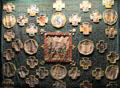 Replica of embroidery by Mary Queen of Scots made during her exile in England at royal apartments at Edinburgh Castle. Edinburgh, Scotland.