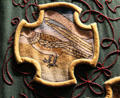 Detail of replica of embroidery by Mary Queen of Scots made during her exile in England at royal apartments at Edinburgh Castle. Edinburgh, Scotland.