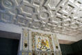 Molded ceiling & coat of arms in Antechamber at royal apartments at Edinburgh Castle. Edinburgh, Scotland.
