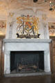 Fireplace in Laich Hall at royal apartments at Edinburgh Castle. Edinburgh, Scotland.