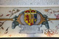 Painted coats of arms in Laich Hall at royal apartments at Edinburgh Castle. Edinburgh, Scotland.