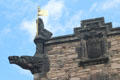 Gargoyle & carvings atop Scottish National War Memorial. Edinburgh, Scotland.