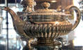 Silver teapot with gadrooning by George McHattie of Edinburgh at Museum of Edinburgh. Edinburgh, Scotland.