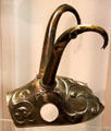 Bronze pony cap found in bog near Torrs at National Museum of Scotland. Edinburgh, Scotland.