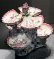 Painted porcelain sweetmeat stand from Worcester, England at National Museum of Scotland. Edinburgh, Scotland.
