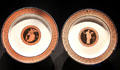 Painted creamware plates by Wedgwood at National Museum of Scotland. Edinburgh, Scotland.