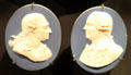 Blue jasperware plaques of David Garrick & Admiral Augustus Keppel by William Hackwood of Wedgwood at National Museum of Scotland. Edinburgh, Scotland.