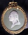 Jasperware plaque with bust of George Washington after art by Jean-Antoine Houdon by Josiah Wedgwood & Sons at National Museum of Scotland. Edinburgh, Scotland.