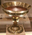 Silver gilt mazer with maplewood bowl by James Gray of Canongate, Edinburgh at National Museum of Scotland. Edinburgh, Scotland.