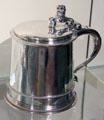 Silver tankard with lion thumb piece by James Cockburn of Edinburgh at National Museum of Scotland. Edinburgh, Scotland.