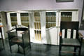White painted bookcase for Dunglass Castle by Charles Rennie Mackintosh at National Museum of Scotland. Edinburgh, Scotland.