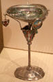 Abalone shell as chalice on silver stand with enameled plaques by Phoebe Anna Traquair & overall concept by Ramsay Traquair of Edinburgh at National Museum of Scotland. Edinburgh, Scotland.