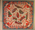 Souvenir rayon scarf shows Trylon & Perisphere structures from New York World's Fair at National Museum of Scotland. Edinburgh, Scotland.