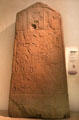 Modern copy of Pictish carving prob. Battle of Nechtansmere in 685 AD wherein Picts expelled Angle-Saxons with original found in Aberlemno at National Museum of Scotland. Edinburgh, Scotland.