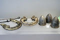 Silver decorations from St Ninian's Isle Treasure found in Shetland church prob. hidden from Vikings at National Museum of Scotland. Edinburgh, Scotland.