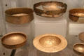 Roman bronze serving bowls & wine strainers from Helmsdale Hoard at National Museum of Scotland. Edinburgh, Scotland.