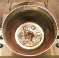 Silver Bute mazer with lion of King Robert the Bruce with shields of supporters at National Museum of Scotland. Edinburgh, Scotland.